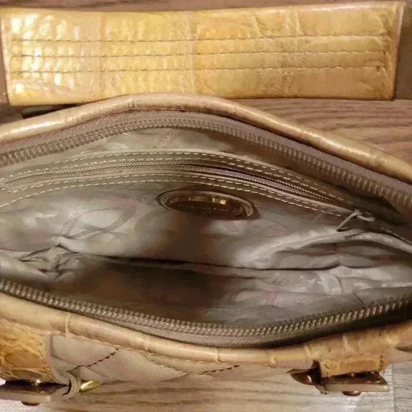 Tan Francesco Biasia Quilted Hobo Handbag - Picture 5 of 8